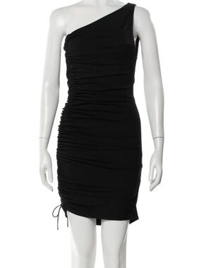 Alice + Olivia Black One-Shoulder Ruched Cocktail Dress